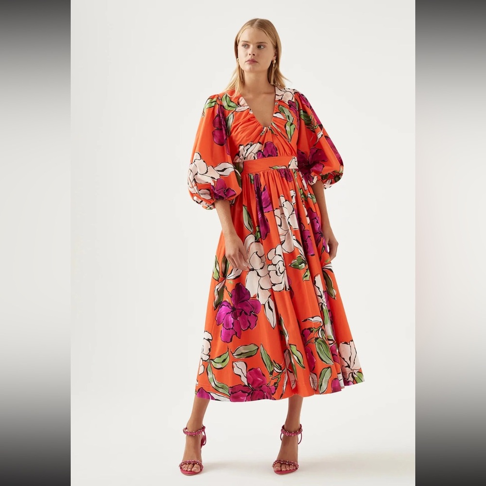Aje MARLENE Floral Midi Dress NEW WITH TAGS Never Worn Size ladies US 4